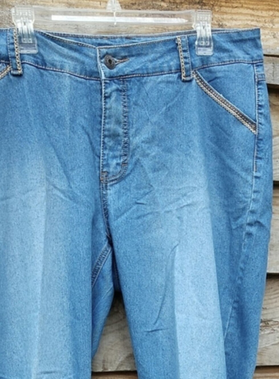 Women's Plus JeansSize 16W High Rise Straight Leg Blue Embroidered